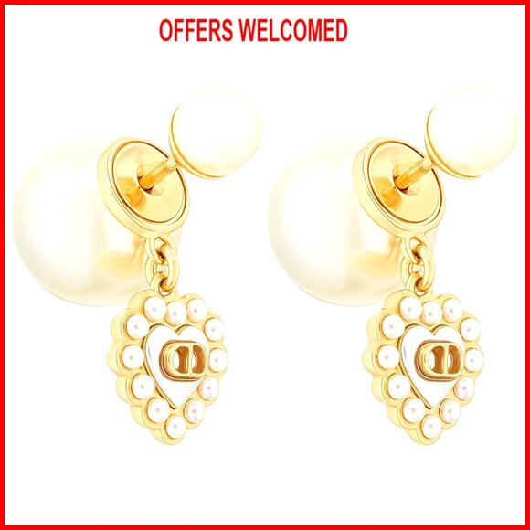 Handmade Baroque Petal Pearl Drop Earrings Adjustable Length  18K Gold Plated Copper Pearl Drop Earrings Non Allergenic Baroque Jewelry